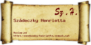 Szádeczky Henrietta névjegykártya